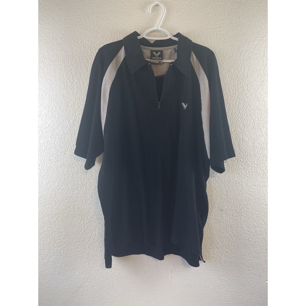 Avirex Shirt Men's 3XL Black White‎ 1/2 Zip Short Sleeve